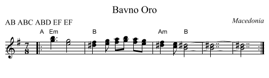 Bavno Oro - staff notation