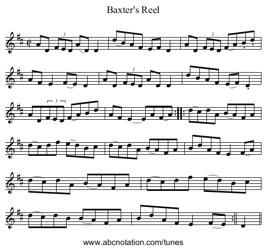 Baxter's Reel - staff notation