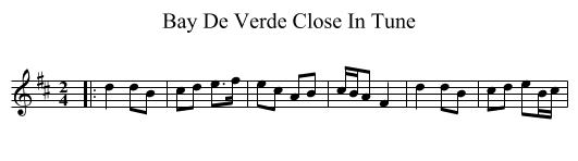 Bay De Verde Close In Tune - staff notation