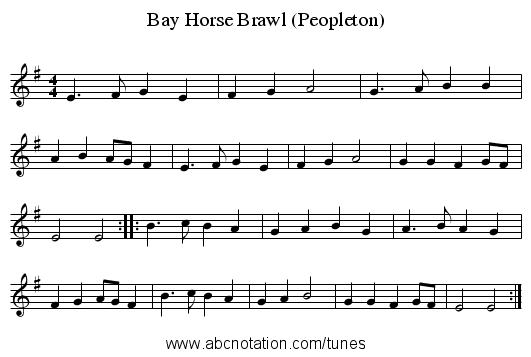 Bay Horse Brawl (Peopleton) - staff notation
