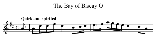 Bay of Biscay O, The - staff notation