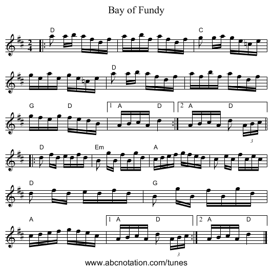 Bay of Fundy - staff notation