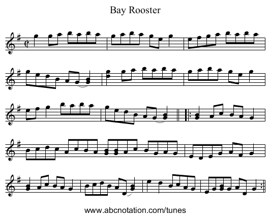 Bay Rooster - staff notation