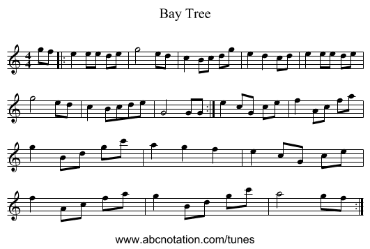 Bay Tree - staff notation