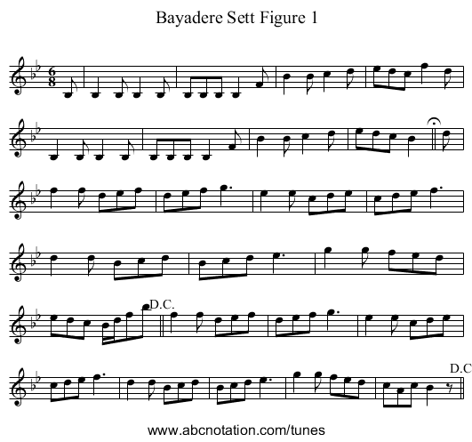 Bayadere Sett Figure 1 - staff notation