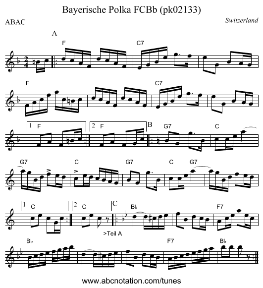 Bayerische Polka FCBb (pk02133) - staff notation