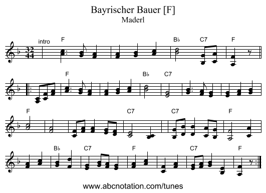 Bayrischer Bauer [F] - staff notation