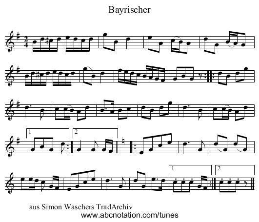Bayrischer - staff notation