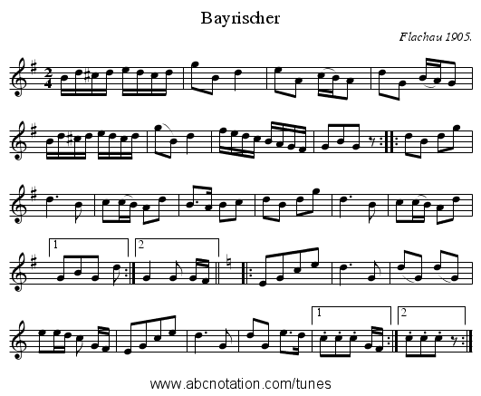Bayrischer - staff notation
