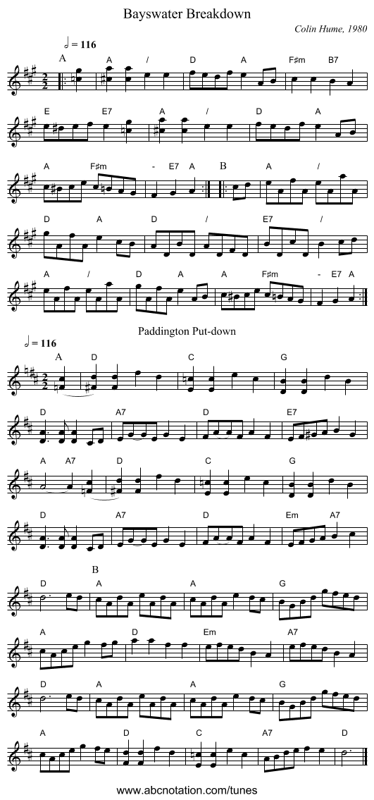 Bayswater Breakdown - staff notation