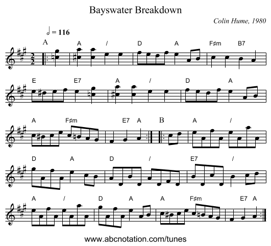 Bayswater Breakdown - staff notation