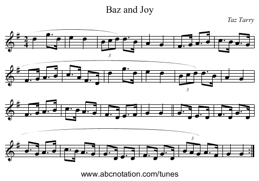 Baz and Joy - staff notation