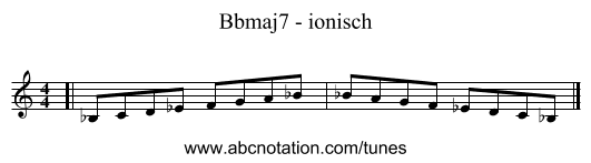 Bbmaj7 - ionisch - staff notation