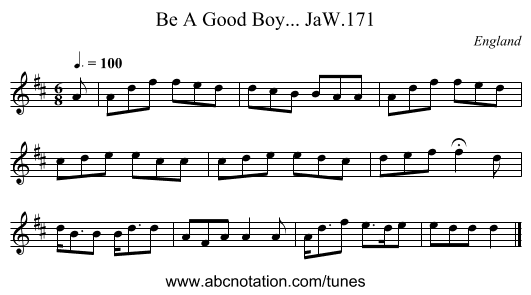 Be A Good Boy... JaW.171 - staff notation