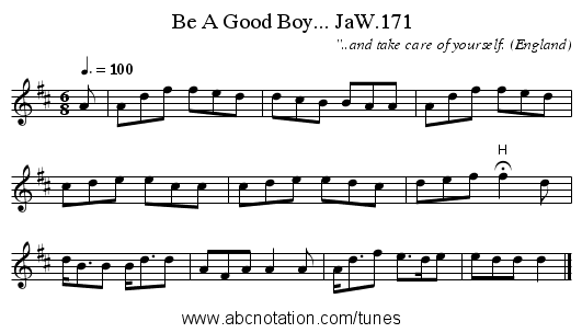 Be A Good Boy... JaW.171 - staff notation