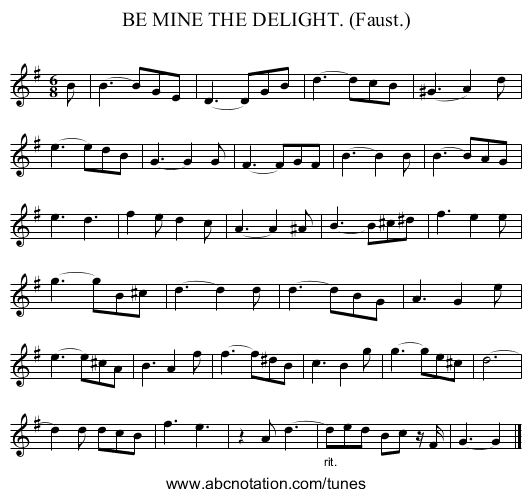 BE MINE THE DELIGHT. (Faust.) - staff notation