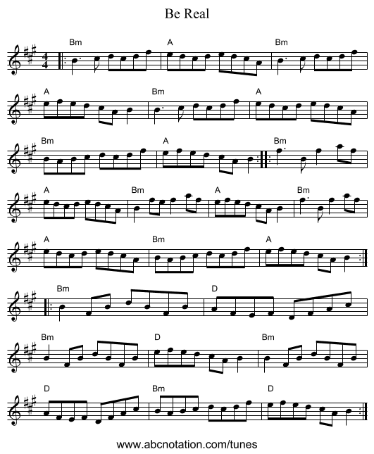 Be Real - staff notation