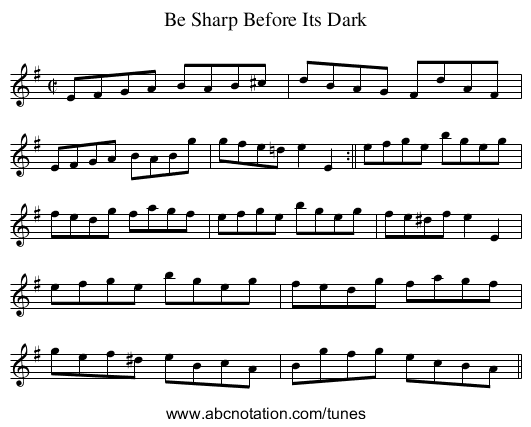 Be Sharp Before Its Dark - staff notation