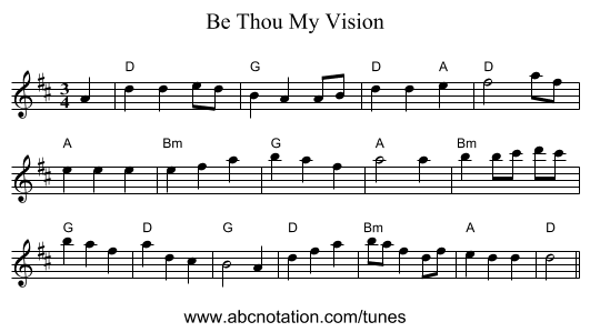 Be Thou My Vision - staff notation