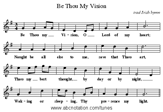 Be Thou My Vision - staff notation