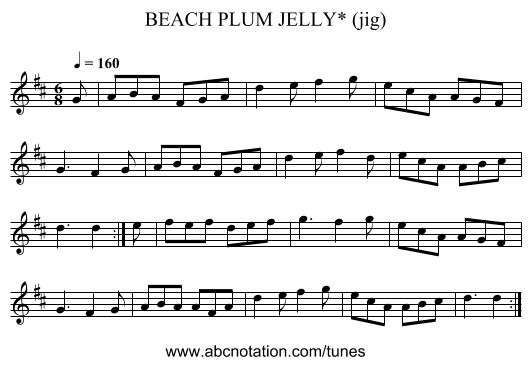 BEACH PLUM JELLY* (jig) - staff notation