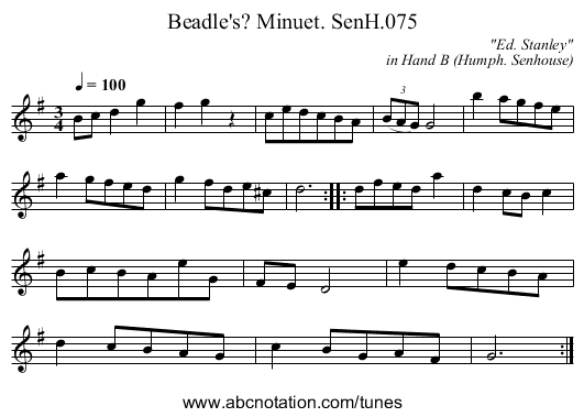 Beadle's? Minuet. SenH.075 - staff notation