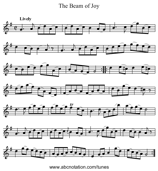 Beam of Joy, The - staff notation