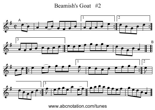 Beamish's Goat   #2 - staff notation