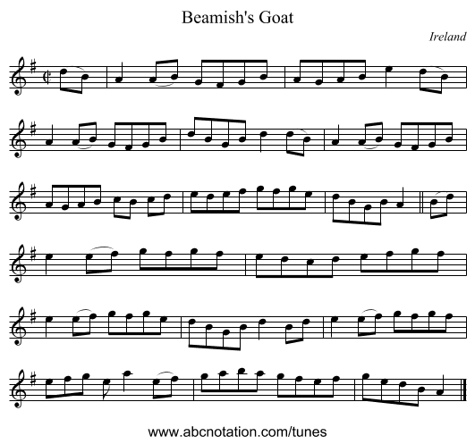 Beamish's Goat - staff notation