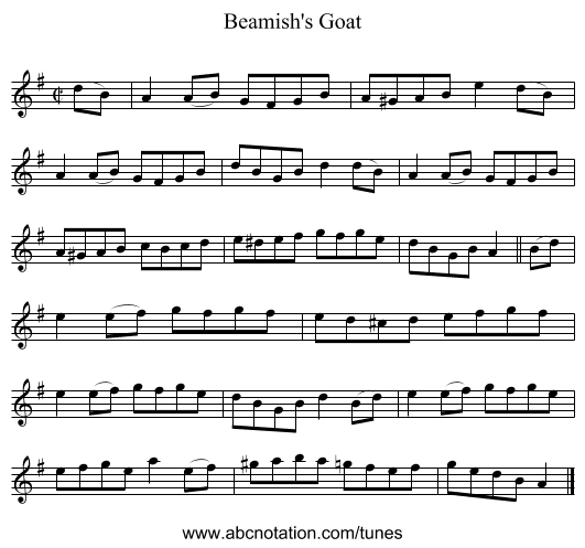 Beamish's Goat - staff notation