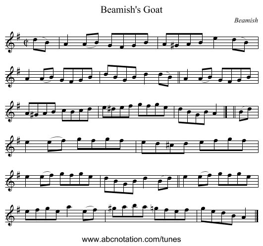 Beamish's Goat - staff notation