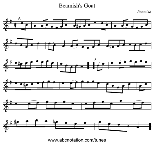 Beamish's Goat - staff notation