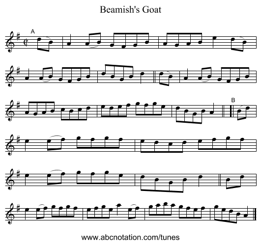 Beamish's Goat - staff notation