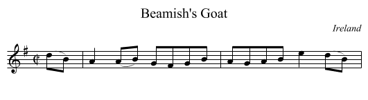 Beamish's Goat - staff notation