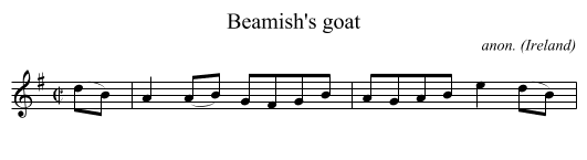 Beamish's goat - staff notation