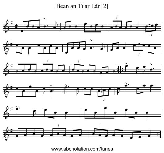 Bean an Ti ar Lár [2] - staff notation
