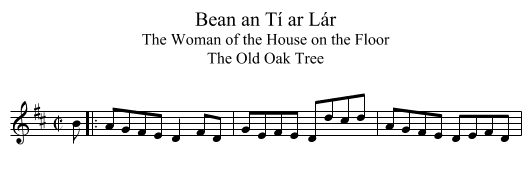 Bean an Tí ar Lár - staff notation