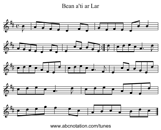 Bean a'ti ar Lar - staff notation