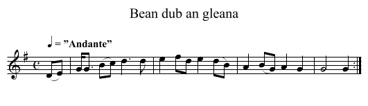 Bean dub an gleana - staff notation