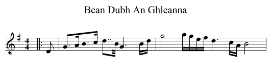 Bean Dubh An Ghleanna - staff notation