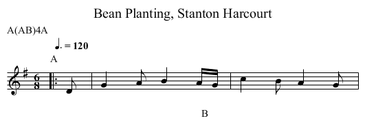 Bean Planting, Stanton Harcourt - staff notation