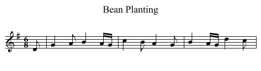 Bean Planting - staff notation