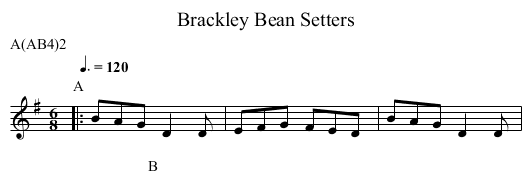 Bean Setters, Brackley - staff notation