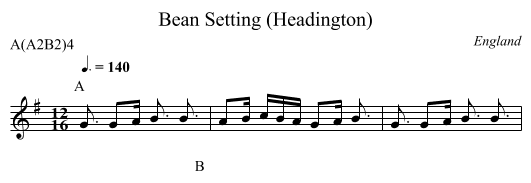 Bean Setting (Headington) - staff notation