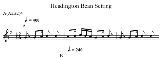 Bean Setting, Headington - staff notation