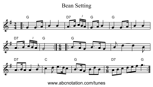 Bean Setting - staff notation