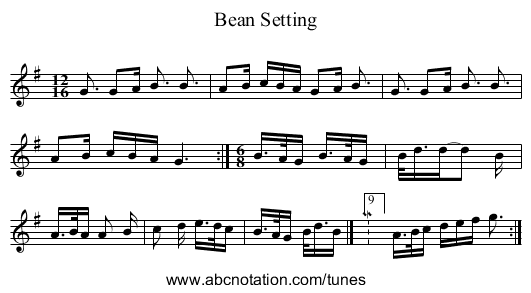 Bean Setting - staff notation