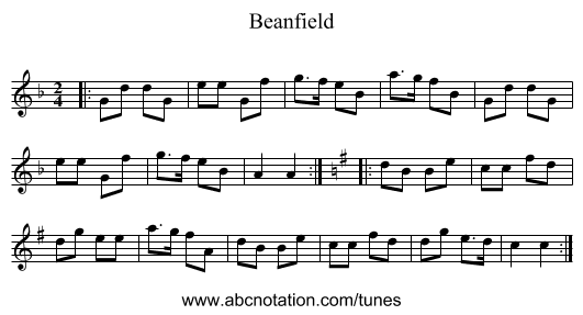 Beanfield - staff notation