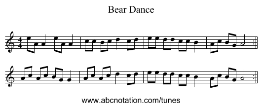 Bear Dance - staff notation