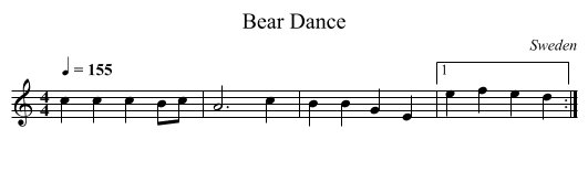 Bear Dance - staff notation